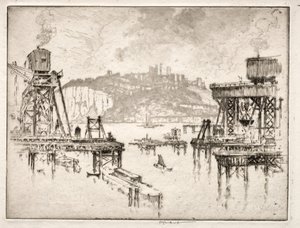Bygning af Dover Pier af Joseph Pennell