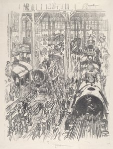 Bygning af motorer til de allierede, 1917. af Joseph Pennell