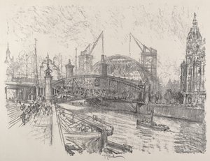 Bygning af Friedrichstrasse Station af Joseph Pennell