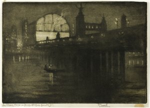 Charing Cross om natten af Joseph Pennell