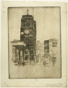 Chelsea Church Tower af Joseph Pennell