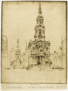 Saint Mary-le-Strand kirke af Joseph Pennell