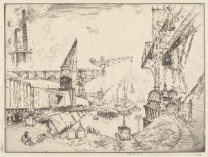 Kraner i Duisburg af Joseph Pennell