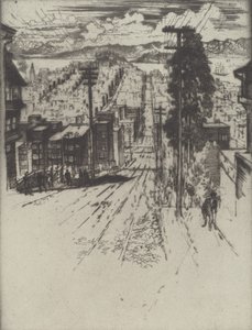Ned og op ad bakkerne til bugten, San Francisco, 1912. af Joseph Pennell