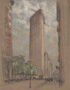 Tegning af Flatiron Building af Pennell, ca. 1904 (blyant og farveblyant på papir) af Joseph Pennell