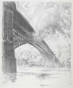 Eads Bridge, St. Louis, 1919. af Joseph Pennell