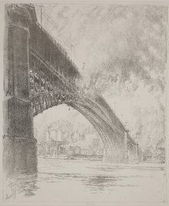 East Bridge, St. Louis af Joseph Pennell