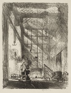 Engelsk krigsarbejde: Bringing in the Gun af Joseph Pennell