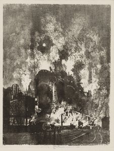 Engelsk War Work: Furnaces at Night af Joseph Pennell
