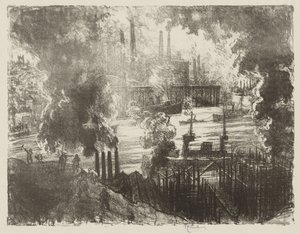 Engelsk krigsarbejde: Munitions River af Joseph Pennell