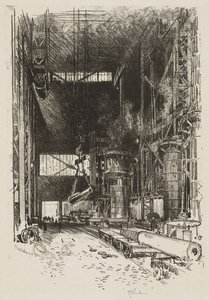 Engelsk krigsværk: The New Gun Pit af Joseph Pennell