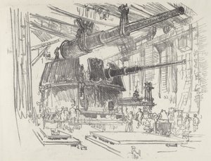 Montering af våben i tårne, 1916. af Joseph Pennell