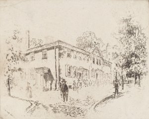Fourth Street, Meeting House, Philadelphia, 1920. af Joseph Pennell