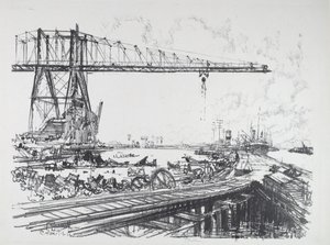 Franske kanal og amerikanske traner, 1912. af Joseph Pennell