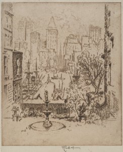 Fra Clark Street til Wall Street, 1924 af Joseph Pennell