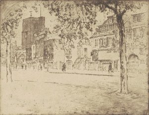 Hus, hvor Whistler døde, 1904. af Joseph Pennell