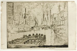 Lake Steamers, Chicago af Joseph Pennell
