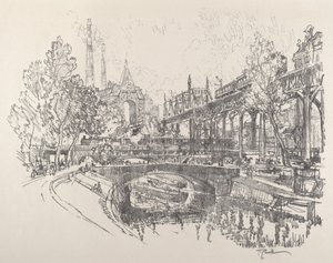 Landwehr-kanalen, Berlin, 1921. af Joseph Pennell