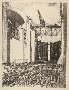 Lægger gulvet i Pedro Miguel Lock af Joseph Pennell