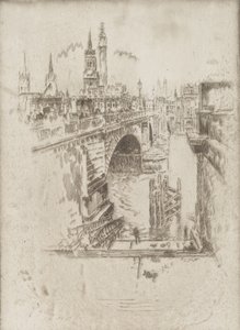 London Bridge Stairs, 1903. af Joseph Pennell