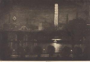 London Night, Whisky og te, 1909. af Joseph Pennell
