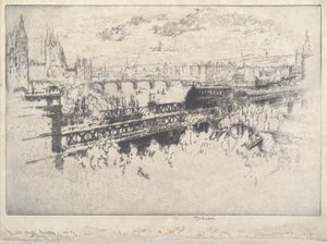 London over Charing Cross Bridge af Joseph Pennell