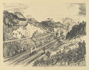 Looking Up the Cut fra Bad Obispo af Joseph Pennell