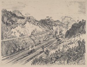 Slår op på snittet fra Bas Obispo, 1912. af Joseph Pennell