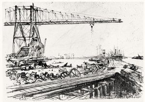 Mount Hope, plade II fra Panamakanalen af Joseph Pennell, 1912 (kul) af Joseph Pennell