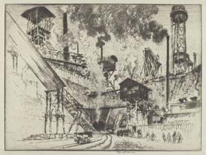 Minemundingen, Ruhrort nær Oberhausen af Joseph Pennell