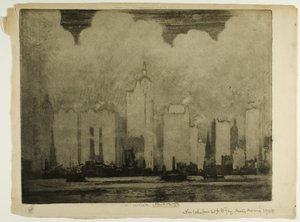N.Y. fra 23rd St. Ferry - i tågen om morgenen af Joseph Pennell