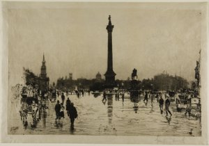 Nelson Monument, Trafalgar Square, London af Joseph Pennell