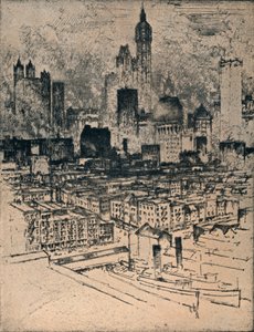 New York Fra Brooklyn Bridge, c1908 af Joseph Pennell