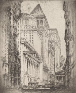 New York Stock Exchange, 1923. af Joseph Pennell