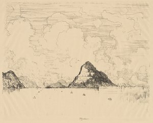 Panama: Indgang til kanalen fra Stillehavet, 1912. af Joseph Pennell