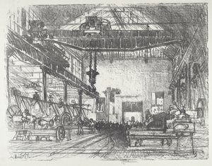 Planing Big Shells, 1916. af Joseph Pennell
