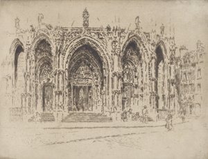 Porch of San Maclou, Rouen, 1907. af Joseph Pennell