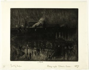 Rainy Night, Charing Cross Station af Joseph Pennell