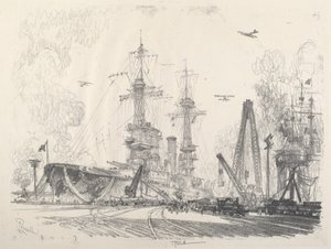 Klar til at starte, 1917. af Joseph Pennell