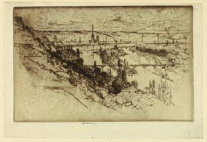 Rouen fra Bon Secours af Joseph Pennell