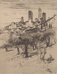 San Gimignano, 1883. af Joseph Pennell
