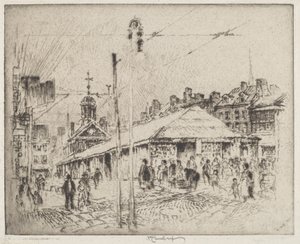 Second Street Market, Philadelphia af Joseph Pennell