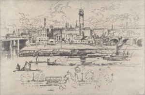 Shot Tower between the Bridges, 1910. af Joseph Pennell