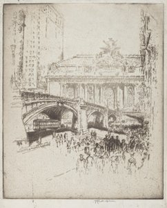 Tilgangen til Grand Central, New York af Joseph Pennell