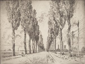 Avenue, Valenciennes, 1910. af Joseph Pennell