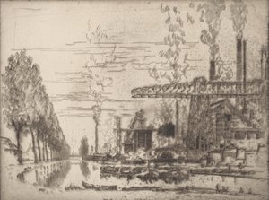 Bruxelles-kanalen, A Modern Hobbema, 1910. af Joseph Pennell