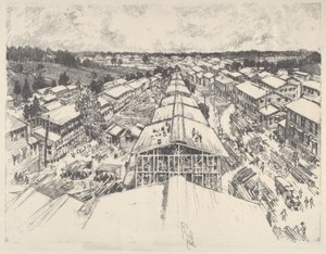 Lejren, den nye arkitektur, 1917. af Joseph Pennell