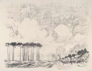 The Embarkation Camp, Classic Grove, 1917. af Joseph Pennell