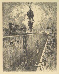 The End of the Day, Gatun Lock, 1912 af Joseph Pennell