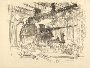 The English War Series: W. 448 Fitting Guns in Turrets af Joseph Pennell